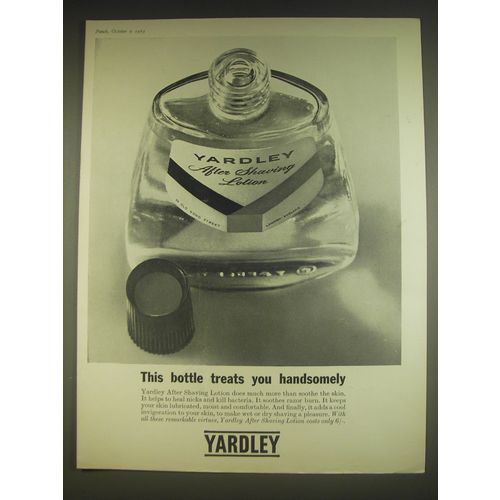 1963 Yardley After Shaving Lotion Ad - This bottle treats you handsomely