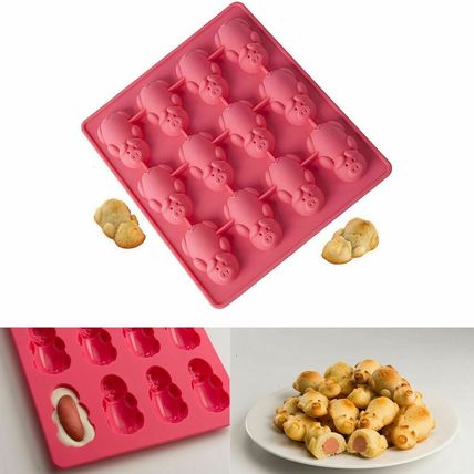 Lovely 12-Little-Pig Shape Non Stick Silicone Waffle Mould Baking Mold Bakeware
