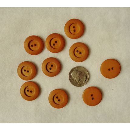 EE8 Golden Yellow Orange Round Buttons 23mm 7/8 2 Hole 10 Pieces Sewing Craft