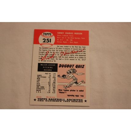 Sidney Sid Hudson 1991 Topps 1953 Archives NO. 251