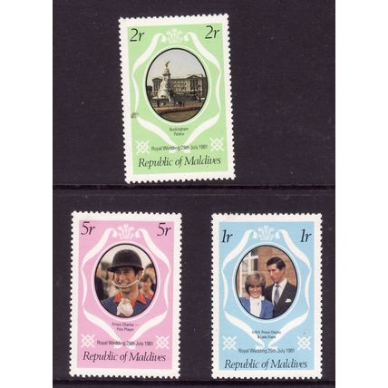 MALDIVES 1981 ROYAL WEDDING 918 / 920 SET 3 VALS U/M MINT#4