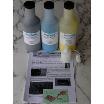 Black, Cyan & Yellow Toner Refills Epson Aculaser C3000 C13S050212 C13S050210