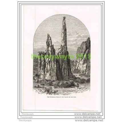 CATHEDRAL SPIRES IN THE GARDEN OF GODS, COLORADO, USA, BOOK ILLUSTRATION 1891