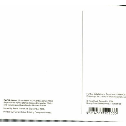 Drum Major RAF Central Band 2007, Royal Mail Postcard PHQ 314 (1), 2008
