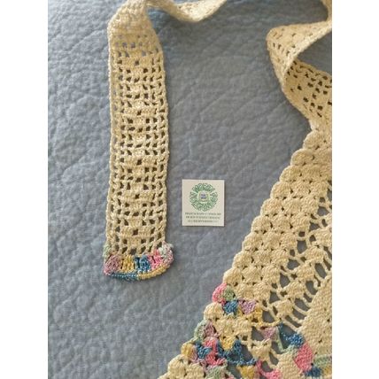 VINTAGE CREAM AND PASTEL CROCHETED APRON