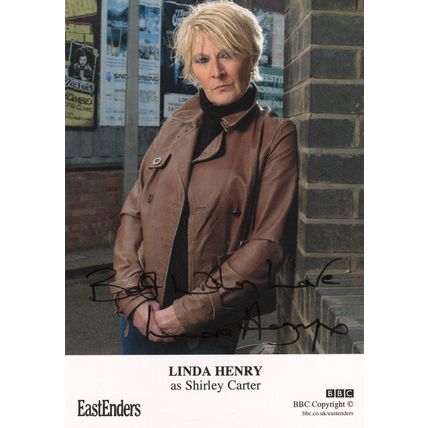 Linda Henry as Shirley Carter in Eastenders Hand Signed Cast Card Photo