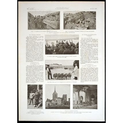 CHURCH OF FRESNES-EN-WOEVRE 1915 FRANCE WORLD WAR I PRINT