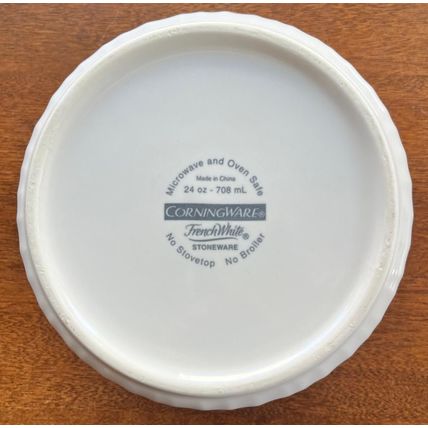 French White Stoneware Round Corning Ware Dish 24 oz #200