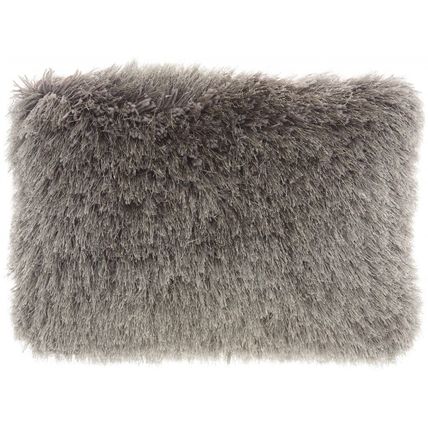 Slate Gray Super Shaggy Throw Pillow
