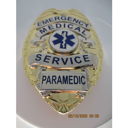 Emergency Medical Service Gold Paramedic Breast Badge Closeout