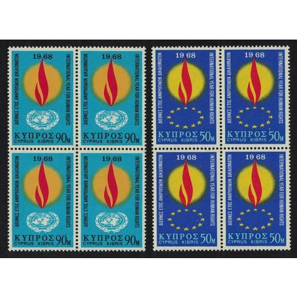 Cyprus Human Rights Year 2v Blocks of 4 1968 MNH SG#316-317