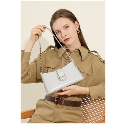 Genuine Leather Women Tote Bag Shoulder Bag Grey