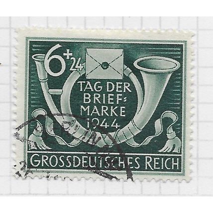 GERMANY 1944 STAMP DAY POSTHORN LETTER SEALED 6Pf 4Pf USED Mi 904