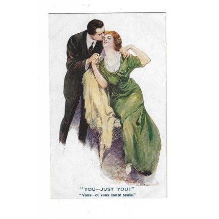 Art Nouveau, Romantic Couple, You-Just You! Glamour Postcard.