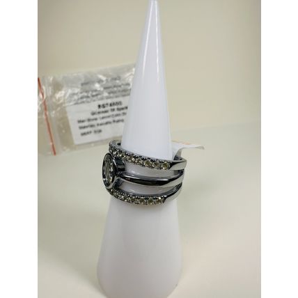 NIB Bomb Party Sz6 Revealed Ring RG74500 Glimmer of Sparkle Lemon CZ Hematite P