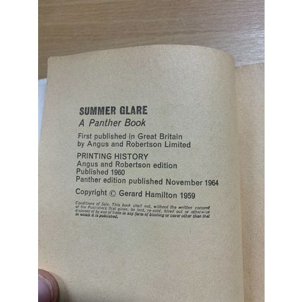 1964 GERARD HAMILTON "SUMMER GLARE" FICTION PAPERBACK BOOK (P2)