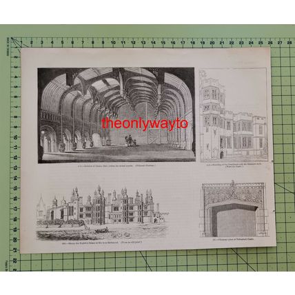 Henry VIII's Palace Sheen (Richmond) & Crosby Hall, Book Illustration, 1850