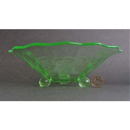 Rare Uranium Glass Art Deco "Mathilde" Bowl Walther & Sohne.
