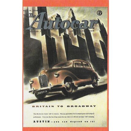 Postcard Austin A40 Car Autocar Magazine Cover 1948 Britain Broadway - Nostalgia