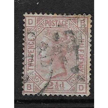 GB 1873-80 QV WMK SMALL ANCHOR 2½d WHITE PAPER PLATE 2 USED SG139 DB