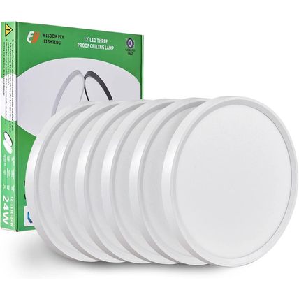 6PK 12 Inch LED Flush Mount Ceiling Light, 24W, 2520LM, 3000K/4000K/6000K CCT Se