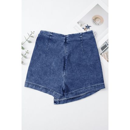 Sail Blue High Waist USA Flag Inspire Bow Patched Twisted Denim Skort