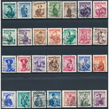 Provincial Costumes: 28 Values - Austria 1948/52 - Used Hinged
