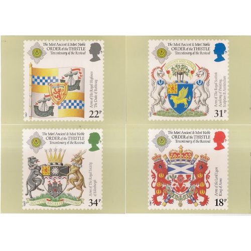 SCOTTISH HERALDRY set of 4 issued 1987 by Post office postcard stamps