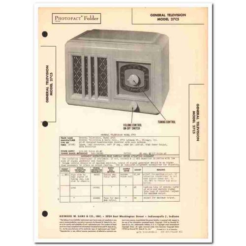 general television model 27c5 5-tube am radio sams photofact manual