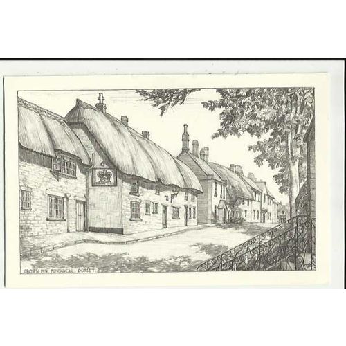 Dorset PUNCKNOLL Crown Inn Art Postcard