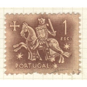 Portugal 1953 - 1e carmine brown/rose - Medieval Knight - used