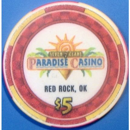 Paradise. $5 Casino Chip. Red Rock, OK. X03.