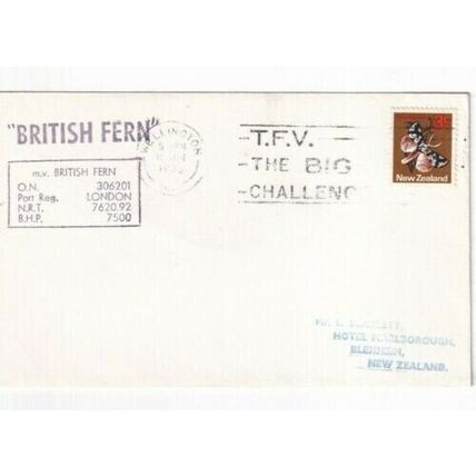 New Zealand 1973 Wellington to Blenheim cover carried on M.V.British Fern VGC