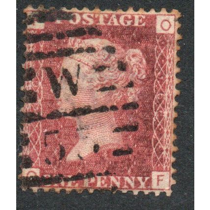 sg43 1d red plate 166 fine used " O F " (reds)