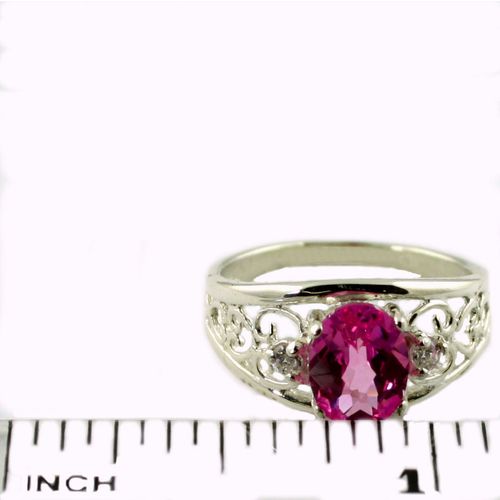 Created Pink Sapphire, 925 Sterling Silver Ring, SR306