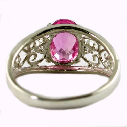 Created Pink Sapphire, 925 Sterling Silver Ring, SR306