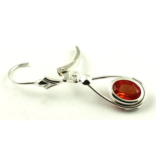 Created Padparadscha Sapphire, 925 Sterling Silver Leverback Earrings, SE008