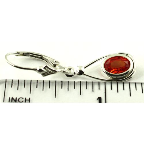 Created Padparadscha Sapphire, 925 Sterling Silver Leverback Earrings, SE008