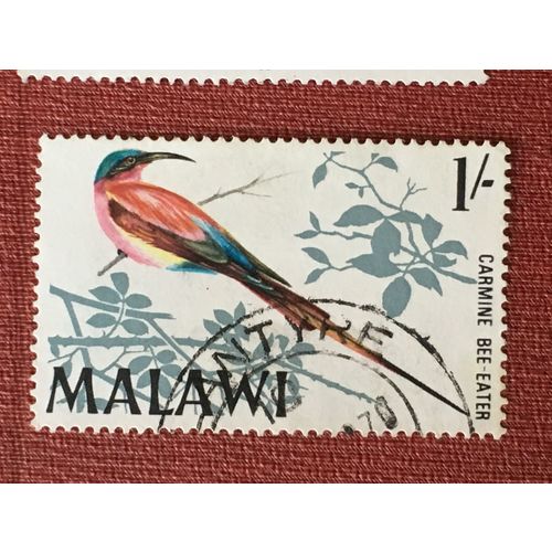 Malawi QEII 1968 Birds 1s Carmine Bee Eater Used 2 SG 316 Sc 101 postage stamp