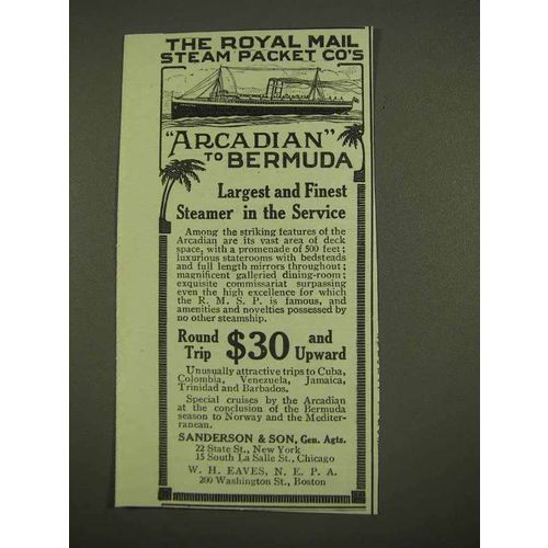 1912 Sanderson & Son Royal Mail Steam Packet Co Ad