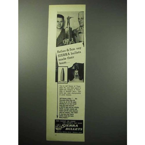 1957 Sierra 30 cal. 150 Grain Bullet Ad - Father & Son