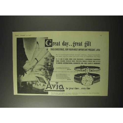 1958 Avia Watch Ad - Model 678; Olympic Model 864