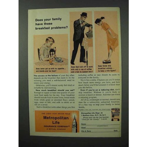 1960 Metropolitan Life Insurance Ad - Breakfast