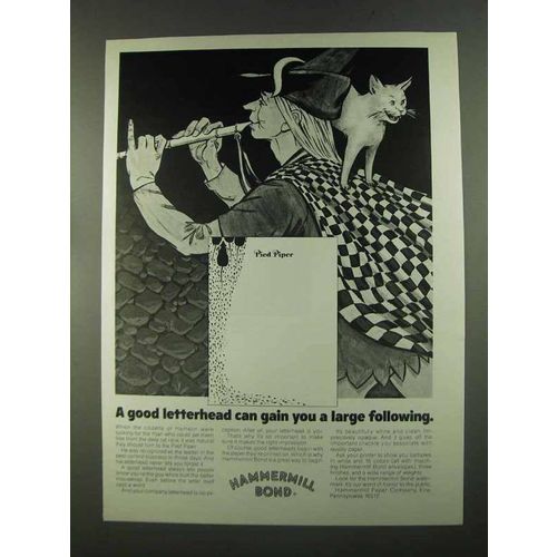 1972 Hammermill Bond Paper Ad - Pied Piper