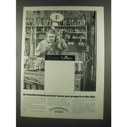 1972 Hammermioll Bond Paper Ad - Thomas Edison