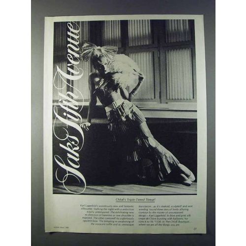 1980 Sak's Fifth Avenue Karl Lagerfeld Chloe Fashion Ad