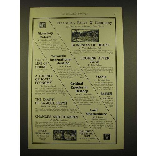 1924 Harcourt, Brace & Company Ad - Violet Colquhoun Bell, Blindness of Heart