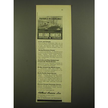 1967 Holland-America Line Ad - Payable in Sterling!