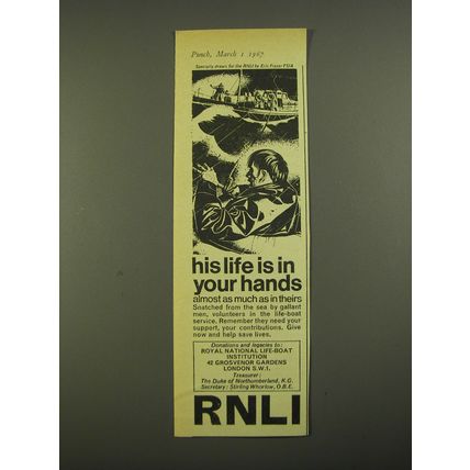 1967 RNLI Royal National Life-Boat Institution Ad - His life is in your hands