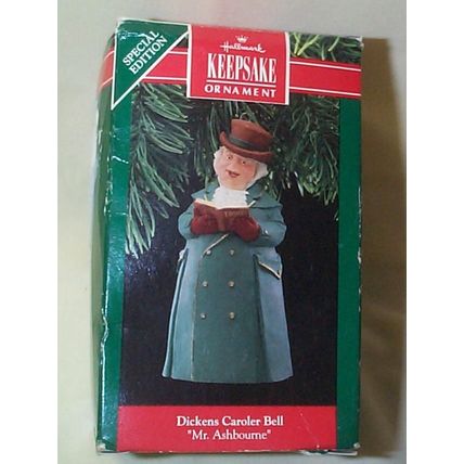Hallmark Keepsake - - Dickens Caroler Bell - - Mr. Ashbourne - - 1990 - - QX5056